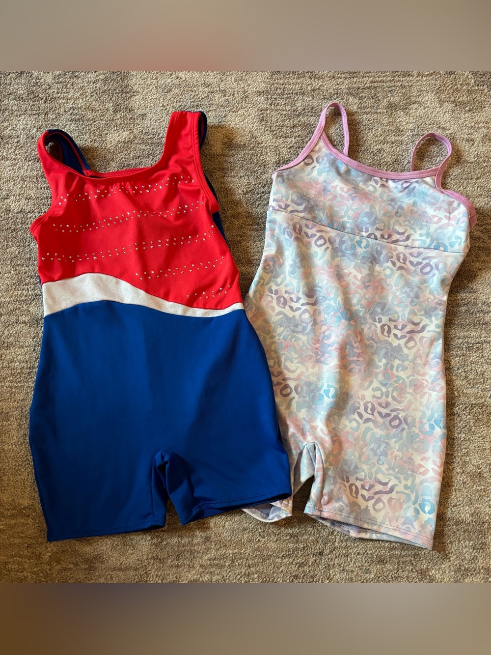 Red, Blue & Pastel Leopard Girls' Athletic One-Piece Set